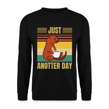 Funny Otter - Just Anotter Day - Retro Coffee - Unisex Sweatshirt - black - Front - Alina (178cm) & Michal (187cm)