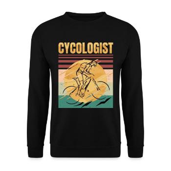 Cycologist- Bike - Bicycle Ride Hobby Race - Retro - Unisex Pullover - Schwarz - Vorne - Alina (178cm) & Michal (187cm)