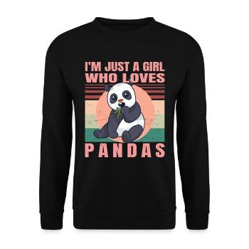 Je ne suis qu'une fille qui aime les pandas - Retro mignon - Sweat-shirt Unisexe - noir - Devant - Alina (178cm) & Michal (187cm)