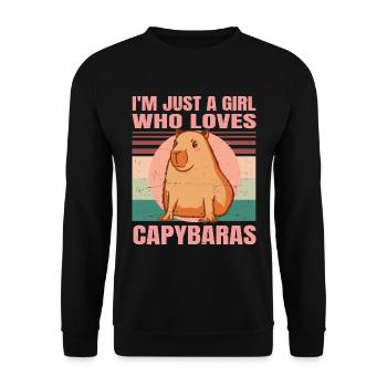 I'm Just A Girl Who Loves Capybaras - Cute Retro - Unisex Pullover - Schwarz - Vorne - Alina (178cm) & Michal (187cm)