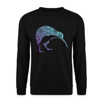 Maori Kiwi Tribal Aboriginal New Zealand Bird Art - Unisex Sweatshirt - black - Front - Alina (178cm) & Michal (187cm)
