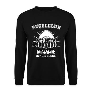 Lustiges Kegelclub - Pegelclub - Bier Sprüche - - Unisex Pullover - Schwarz - Vorne - Alina (178cm) & Michal (187cm)