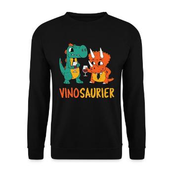 Vinosaurier - Lustiges Vino Saurier - Vino Dino - - Unisex Pullover - Schwarz - Vorne - Alina (178cm) & Michal (187cm)