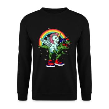 Licorne chevauche T-Rex Jeune Fille Cadeau enfants - Sweat-shirt Unisexe - noir - Devant - Alina (178cm) & Michal (187cm)