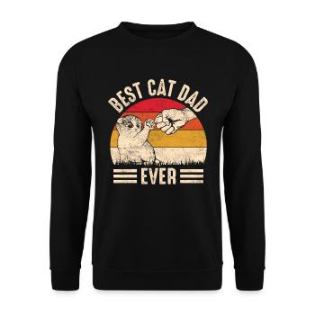 Bester Katzen Papa der Welt | Katze Papa Geschenk - Unisex Pullover - Schwarz - Vorne - Alina (178cm) & Michal (187cm)