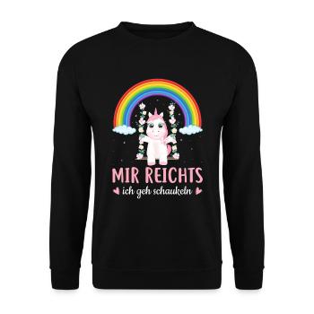 Mir Reichts Ich Geh Schaukeln - Einhorn Schaukel - Unisex Pullover - Schwarz - Vorne - Alina (178cm) & Michal (187cm)