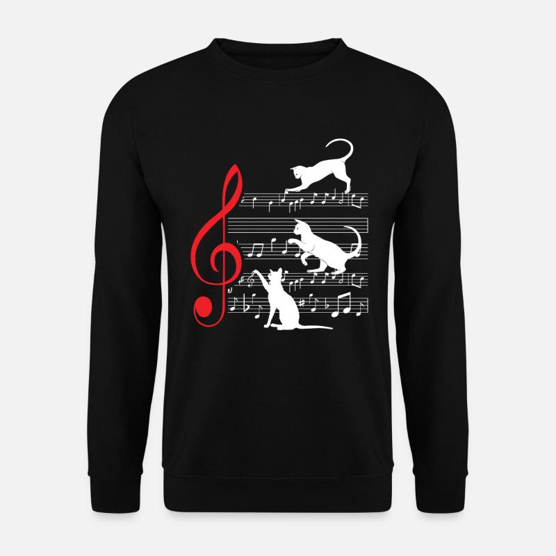Katze Katzen Noten Musik Musiker - Unisex Pullover - Schwarz