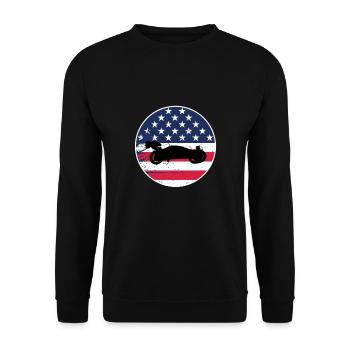 RC Buggy Racer model cars hobby USA Flag USA - Unisex Sweatshirt - black - Front - Alina (178cm) & Michal (187cm)