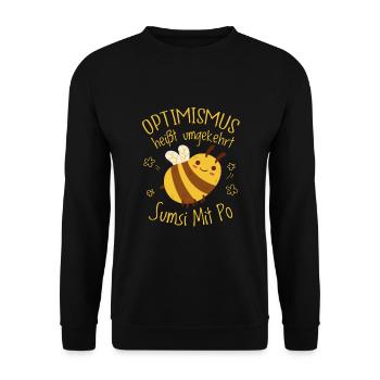 Optimismus Sumsi mit Po Biene Imker Honig - Unisex Pullover - Schwarz - Vorne - Alina (178cm) & Michal (187cm)
