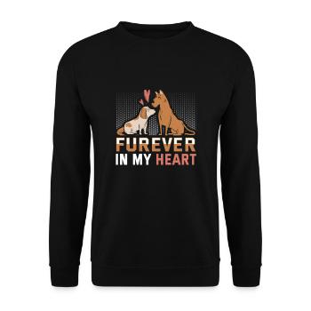 Furever Dans Mon Coeur Chien Cadeau Amour Chien - Sweat-shirt Unisexe - noir - Devant - Alina (178cm) & Michal (187cm)