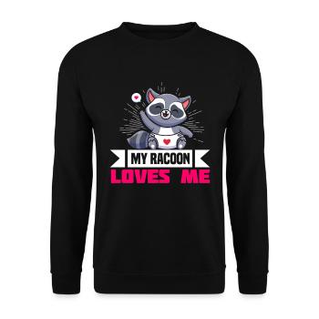 Mein Waschbär Liebt Mich Süß Geschenk - Unisex Pullover - Schwarz - Vorne - Alina (178cm) & Michal (187cm)