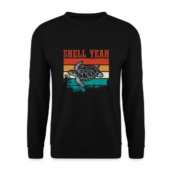 Schildkröte Retro Schildkröten Spruch Witzig - Unisex Pullover - Schwarz - Vorne - Alina (178cm) & Michal (187cm)