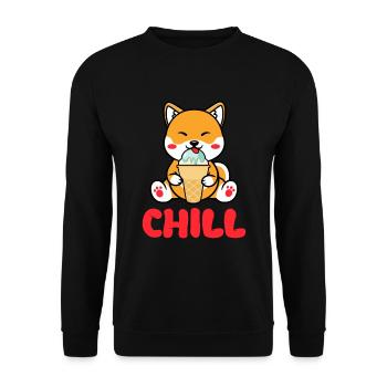 Cool Shiba Inu Dog Retro Summer Design Chill - Unisex Sweatshirt - black - Front - Alina (178cm) & Michal (187cm)