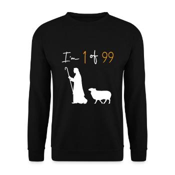 Follower Jesus Gleichnis vom verlorenen Schaaf - Unisex Pullover - Schwarz - Vorne - Alina (178cm) & Michal (187cm)