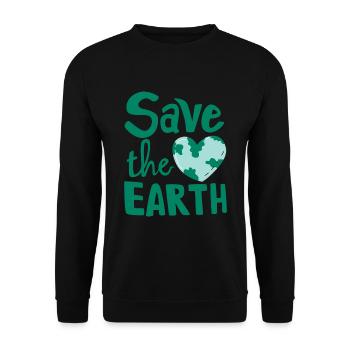 Save The Earth Herz Nachhaltig Klimawandel - Unisex Pullover - Schwarz - Vorne - Alina (178cm) & Michal (187cm)