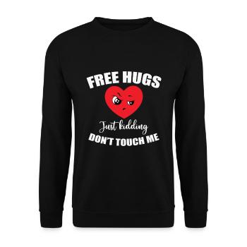 No Free Hugs funny ironic sayings - Unisex Sweatshirt - black - Front - Alina (178cm) & Michal (187cm)