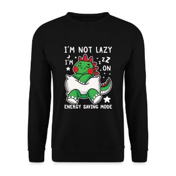 Ich liebe Dinosaurier - Schlafender T-Rex animiert - Unisex Pullover - Schwarz - Vorne - Alina (178cm) & Michal (187cm)