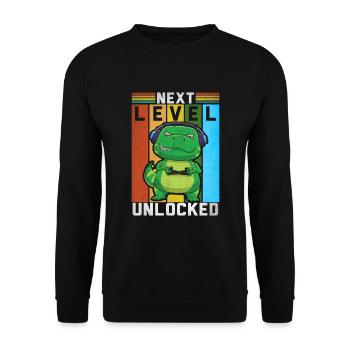 I Love Dinosaurs - Next Level unlocked Gaming - Unisex Sweatshirt - black - Front - Alina (178cm) & Michal (187cm)