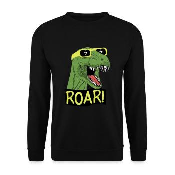 Ich liebe Dinosaurier - ROAR! T-Rex animiert - Unisex Pullover - Schwarz - Vorne - Alina (178cm) & Michal (187cm)