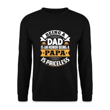World's Coolest Dad Promoted to Father - Unisex Sweatshirt - black - Front - Alina (178cm) & Michal (187cm)
