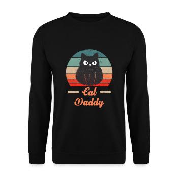 Cat Daddy Cats Father Retro Vintage Sun - Unisex Sweatshirt - black - Front - Alina (178cm) & Michal (187cm)