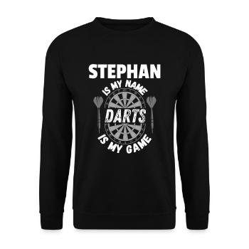 Vêtements, chemises et sweats à capuche à fléchettes, par le prénom Stephan - Sweat-shirt Unisexe - noir - Devant - Alina (178cm) & Michal (187cm)