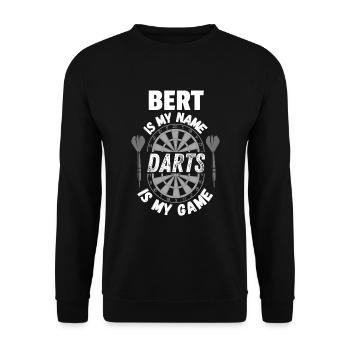 Conception de t-shirt à fléchettes personnalisé pour le joueur de fléchettes Bert - Sweat-shirt Unisexe - noir - Devant - Alina (178cm) & Michal (187cm)