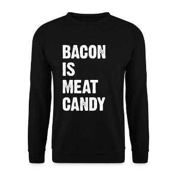 Bacon Is Meat Candy - Unisex Pullover - Schwarz - Vorne - Alina (178cm) & Michal (187cm)