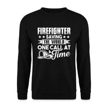 Firefighter Saving The World - Unisex Sweatshirt - black - Front - Alina (178cm) & Michal (187cm)