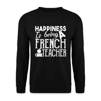 Happiness Is Being A French Teacher - Unisex Sweatshirt - black - Front - Alina (178cm) & Michal (187cm)