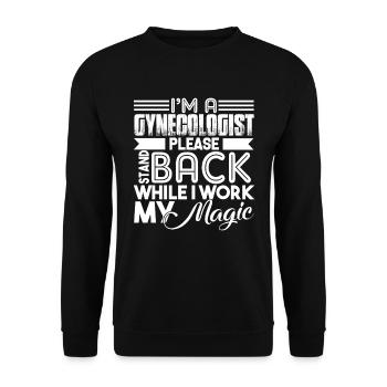 Gynecologist Please Stand Back - Unisex Sweatshirt - black - Front - Alina (178cm) & Michal (187cm)
