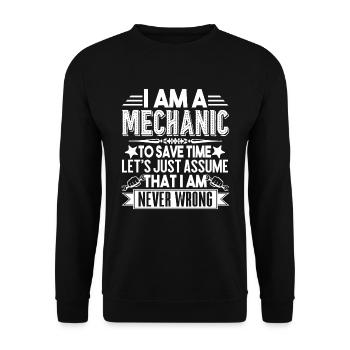 Mechanic Let's Just Assume To Save Time - Unisex Sweatshirt - black - Front - Alina (178cm) & Michal (187cm)