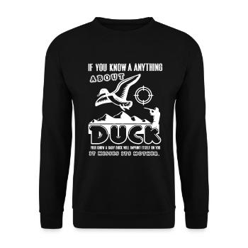 Duck Hunting Funny Duck Hunting - Unisex Sweatshirt - black - Front - Alina (178cm) & Michal (187cm)
