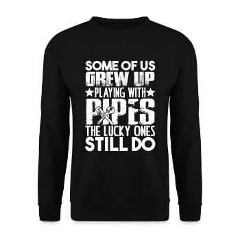 Plumbers Play With Pipes - Unisex Sweatshirt - black - Front - Alina (178cm) & Michal (187cm)