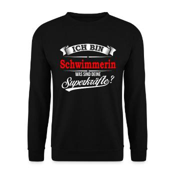 Schwimmer Schwimmerin Schwimmen Schwimmsport - Unisex Pullover - Schwarz - Vorne - Alina (178cm) & Michal (187cm)