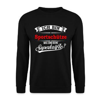 Sportschütze Sportschützin Sportschießen Schießen - Unisex Pullover - Schwarz - Vorne - Alina (178cm) & Michal (187cm)