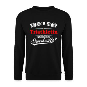 Triathlet Triathletin Triathlon Ausdauermehrkampf - Unisex Pullover - Schwarz - Vorne - Alina (178cm) & Michal (187cm)