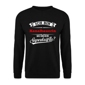 Kanalbauer Kanalbauerin Kanal Abwasser Tiefbau - Unisex Pullover - Schwarz - Vorne - Alina (178cm) & Michal (187cm)