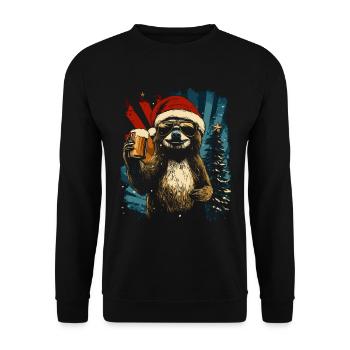 Beer Christmas Sloth Christmas Party - Unisex Sweatshirt - black - Front - Alina (178cm) & Michal (187cm)