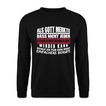 Feuerwehrmann - Unisex Pullover - Schwarz - Vorne - Alina (178cm) & Michal (187cm)