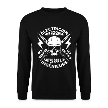 électricien,électriciens,electricien,electriciens - Sweat-shirt Unisexe - noir - Devant - Alina (178cm) & Michal (187cm)