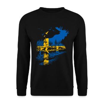 SCHWEDEN ELCH - Unisex Pullover - Schwarz - Vorne - Alina (178cm) & Michal (187cm)