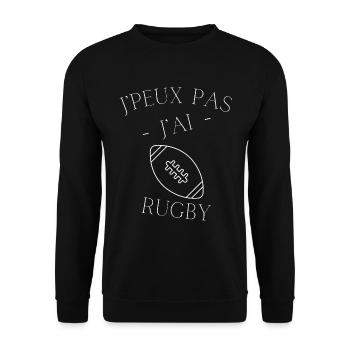 j'peux pas j'ai rugby - Sweat-shirt Unisexe - noir - Devant - Alina (178cm) & Michal (187cm)