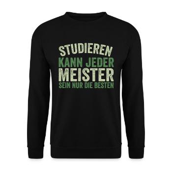 Meister Prüfung Bestanderen Prüfung - Unisex Pullover - Schwarz - Vorne - Alina (178cm) & Michal (187cm)