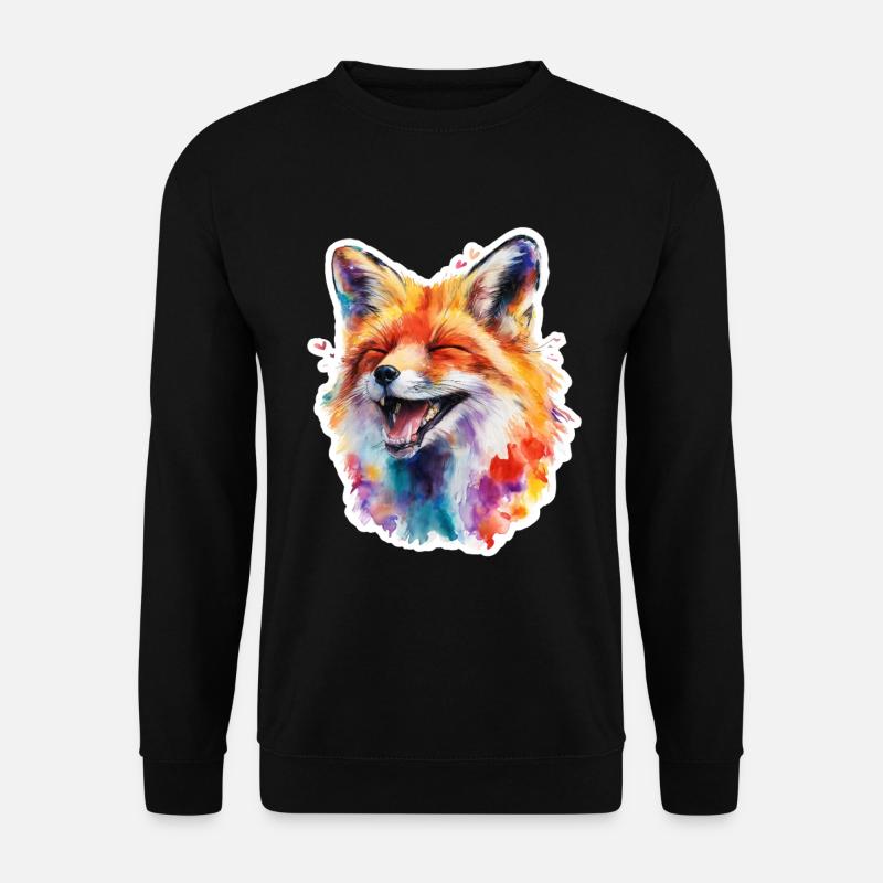 Bunter Fuchs in Aquarell - Unisex Pullover - Schwarz