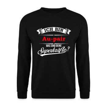 Au-pair Aupair Kindermädchen Babysitter - Unisex Pullover - Schwarz - Vorne - Alina (178cm) & Michal (187cm)