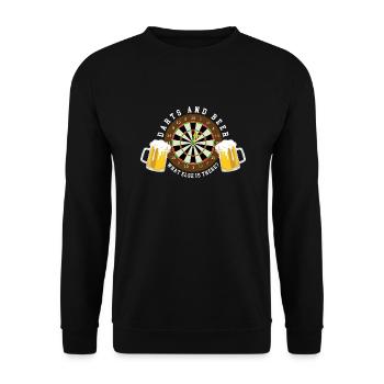 Darts and Beer - Dartscheibe Turnier Sport Spass - Unisex Pullover - Schwarz - Vorne - Alina (178cm) & Michal (187cm)