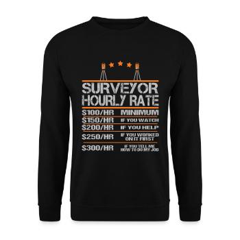 Salaire horaire de l'arpenteur-géomètre disant drôle drôle - Sweat-shirt Unisexe - noir - Devant - Alina (178cm) & Michal (187cm)