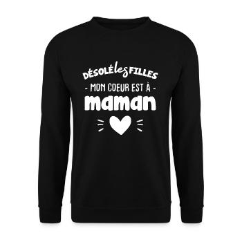 Désolée les filles mon coeur est à maman - Sweat-shirt Unisexe - noir - Devant - Alina (178cm) & Michal (187cm)