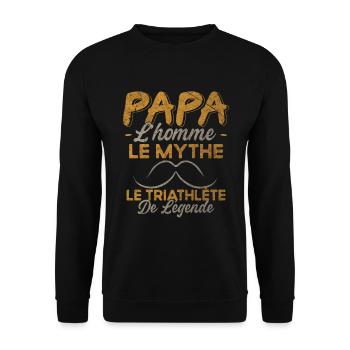 Papa Triathlète De Légende Cadeau Triathlon Humour - Sweat-shirt Unisexe - noir - Devant - Alina (178cm) & Michal (187cm)